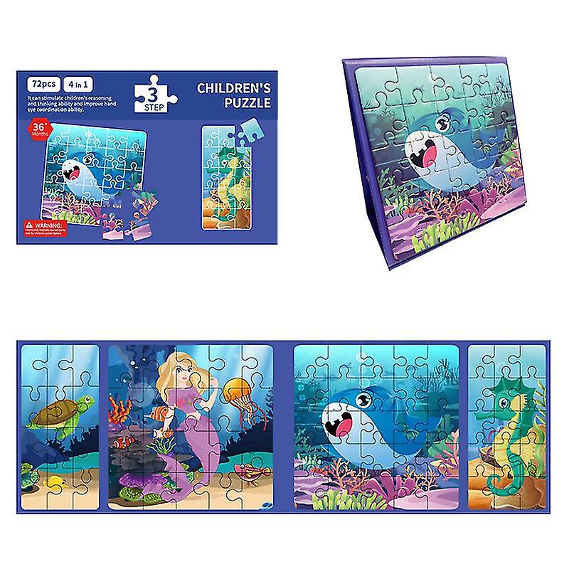 Magnetic Puzzles 4 In 1 Folding Matching Puzzle Kit Early Education Toy For Kids