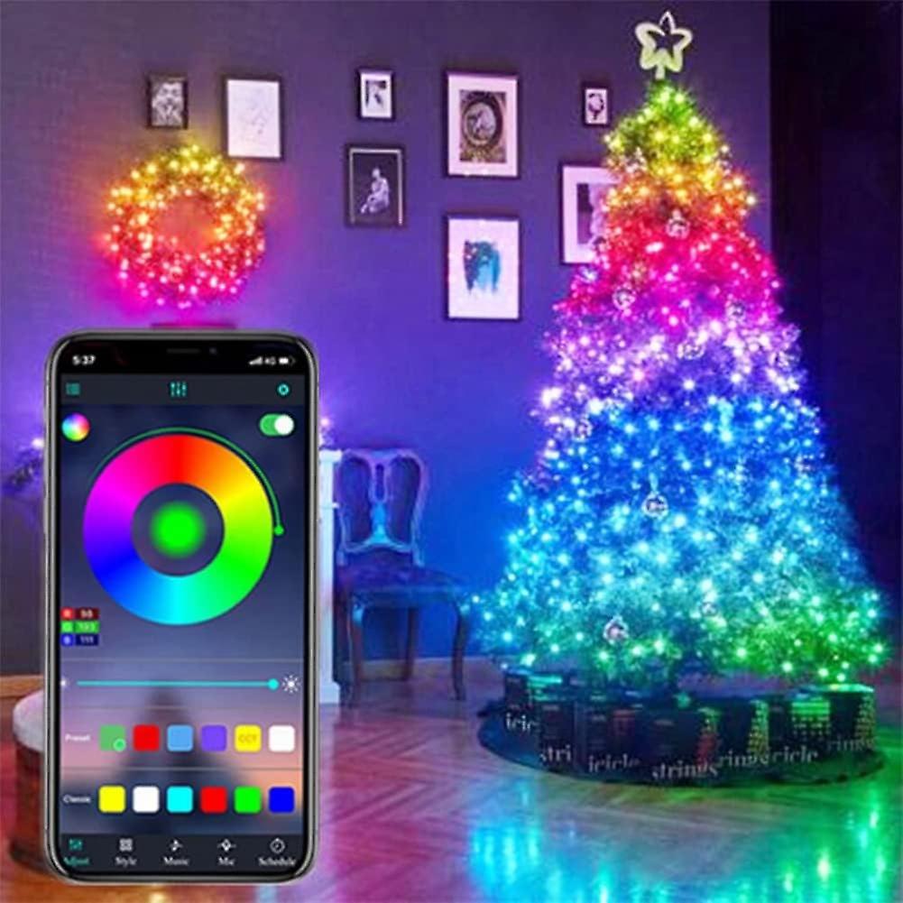 20m 200 light USB Mobile Bluetooth LED String Lights Ribbon for Christmas Tree Decor App Remote Cont