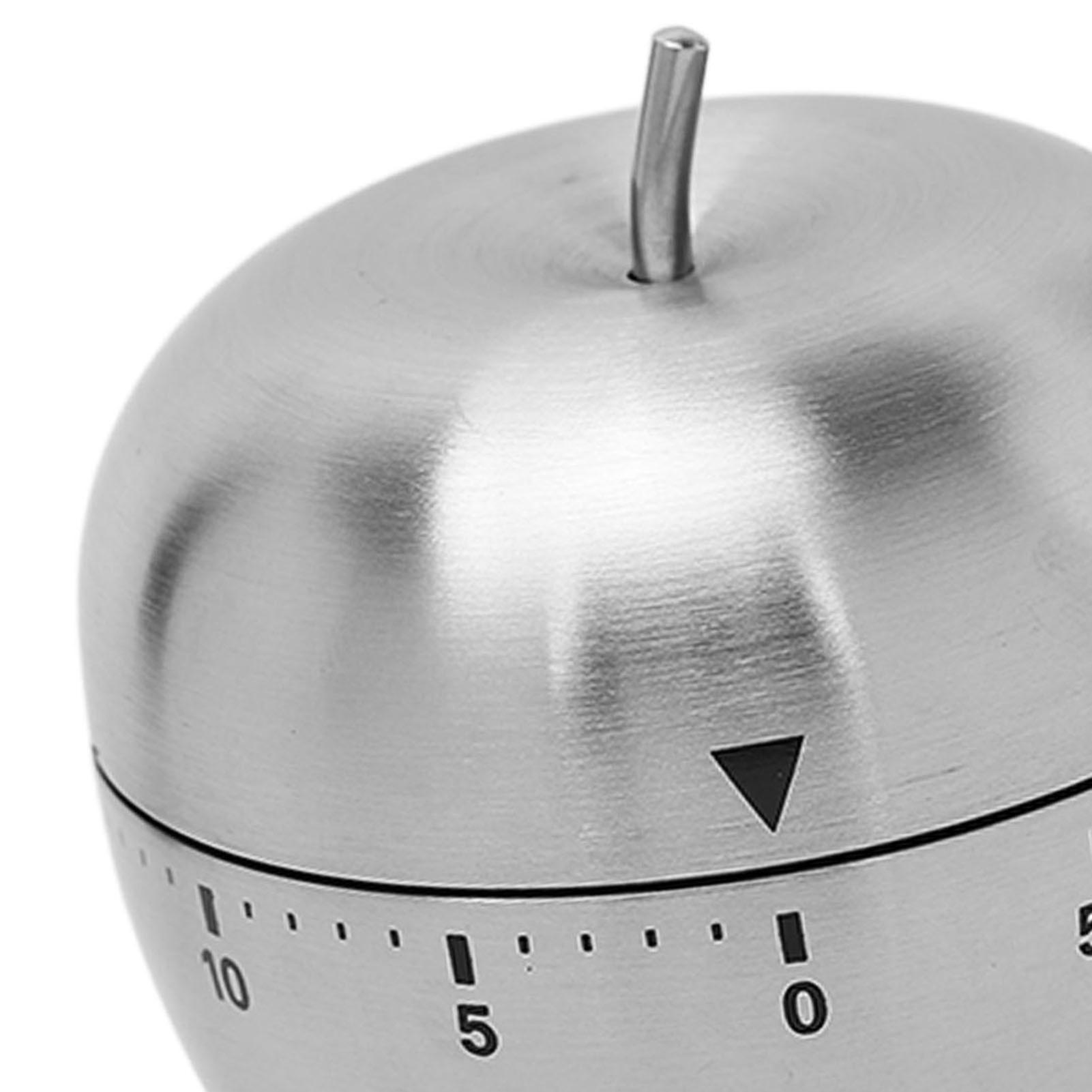 Apple Shape Timer Manual Rotating Stainless Steel Metal Loud Alarm Countdown Cooking Timer for Learning