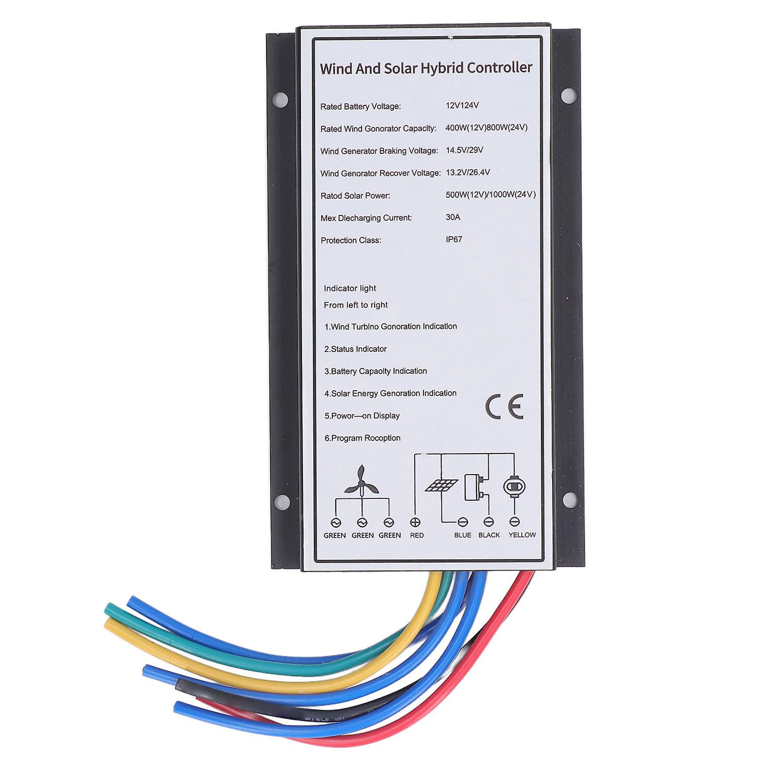 Wind Solar Hybrid Controller 30A Hybrid Charge Controller System for 800W Wind Turbine Generator 1000W Solar Panel with MCT Charging Function