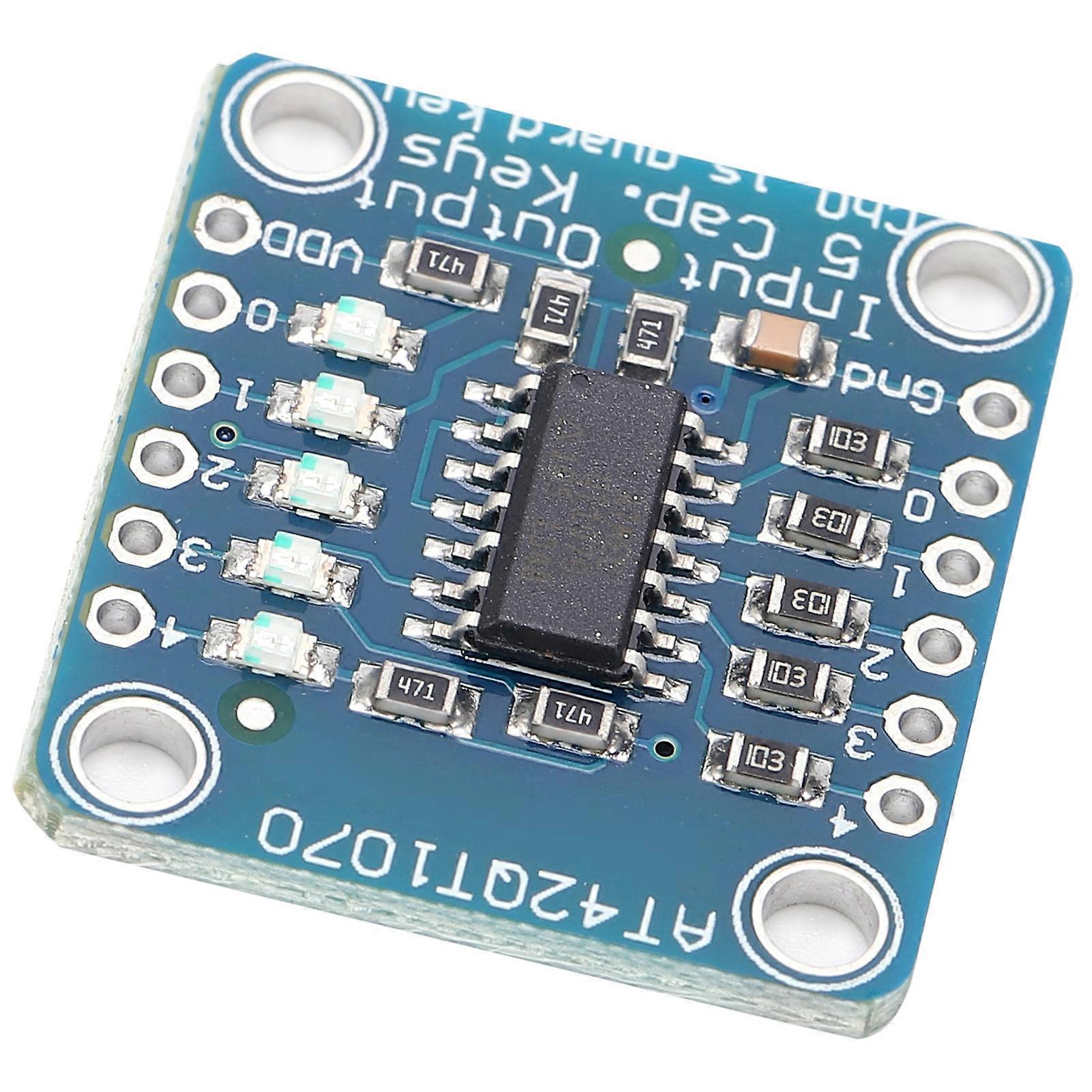 Sensor Module Capacitive Touch Screen Detector Board with Pin Header AT42QT1070 5-Pad