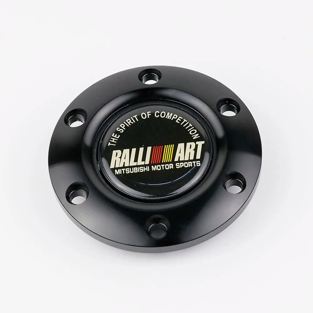 Auto-Styling Schwarz Ralliart Racing Lenkrad Hupe Knopf Lautsprecher Bedienabdeckung + Aluminium Schwarz/Rot/Silber Rand ~40031