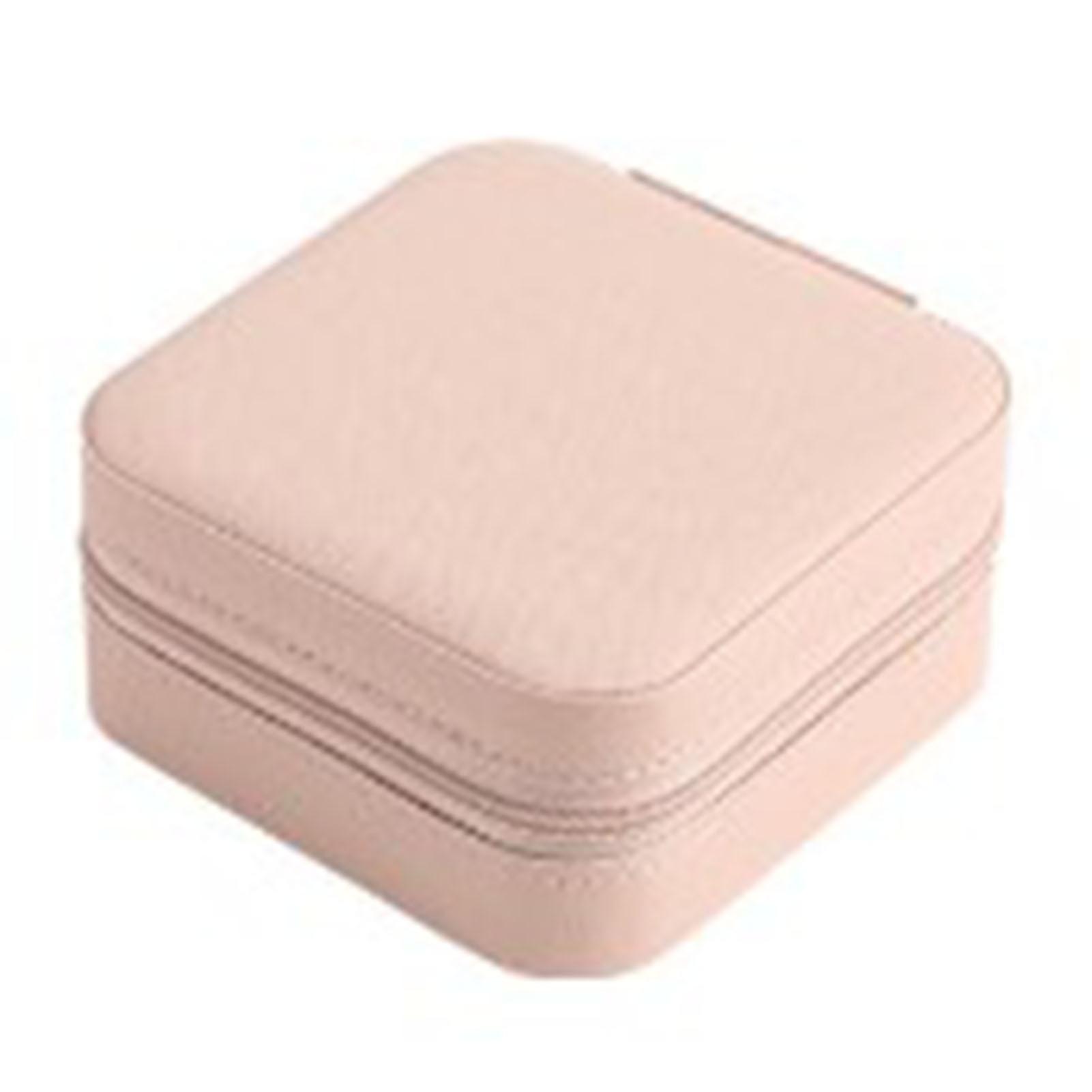 PU Leather Jewelry Box Travel Portable Jewelry Storage Case Organizer for Earring Necklace Ring Nude Pink