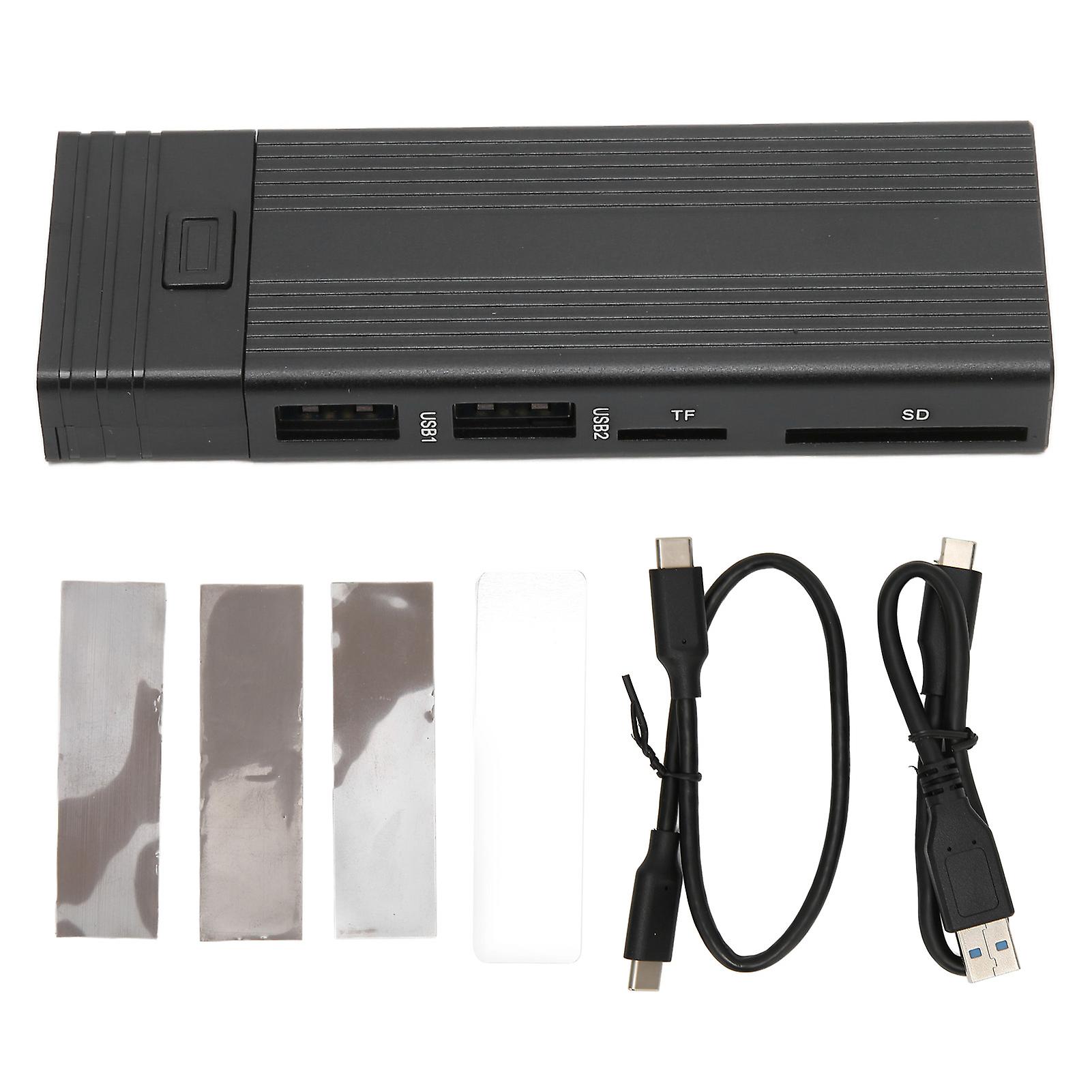 Nvme SSD Enclosure 4 in 1 USB3.0 M.2 NVME NGFF Maximum 10Gbps Auto Sleep NGFF SSD Enclosure for Phone Tablet Desktop