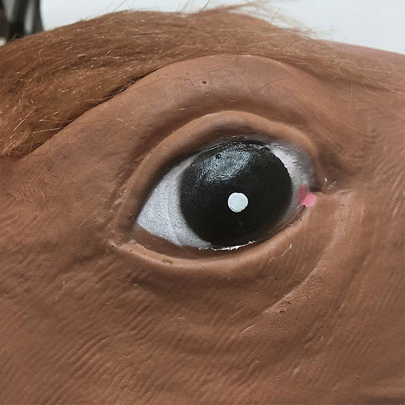 Realistic Horse Head Masks Full Head Fur Mane Latex Creepy Animal Mask For Halloween Party Costume Props