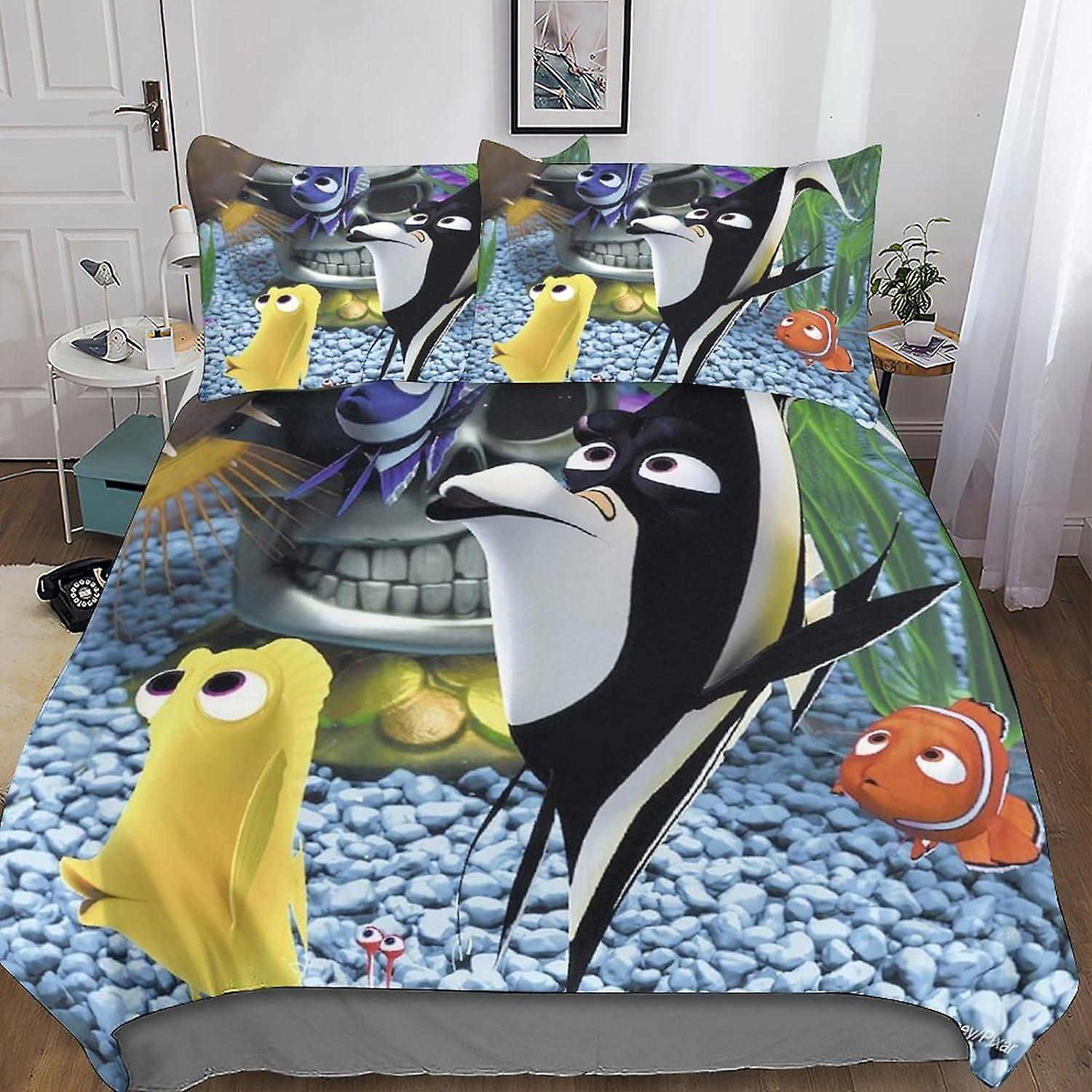 EKENOZ Finding Nemo Komplet pościeli Zestaw poszewek na kołdrę z zapięciem na zamek błyskawiczny, Finding Dory Quilt Zestaw poszewek dla nastolatków Dzieci Chłopcy Dziewczęta Dorosły, trwała mikrofibra 3