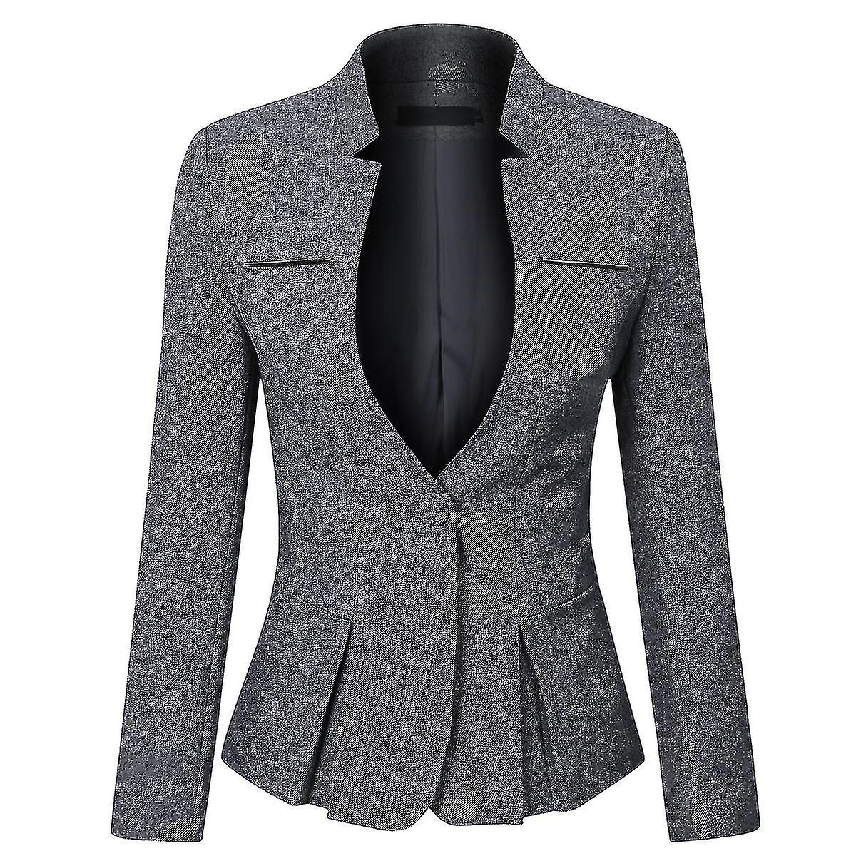Women's One Button Lightweight Loose Fit Work Office Blazer Blazer
