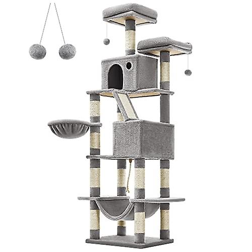 206 cm high cat tree with 5 levels and cosy perches