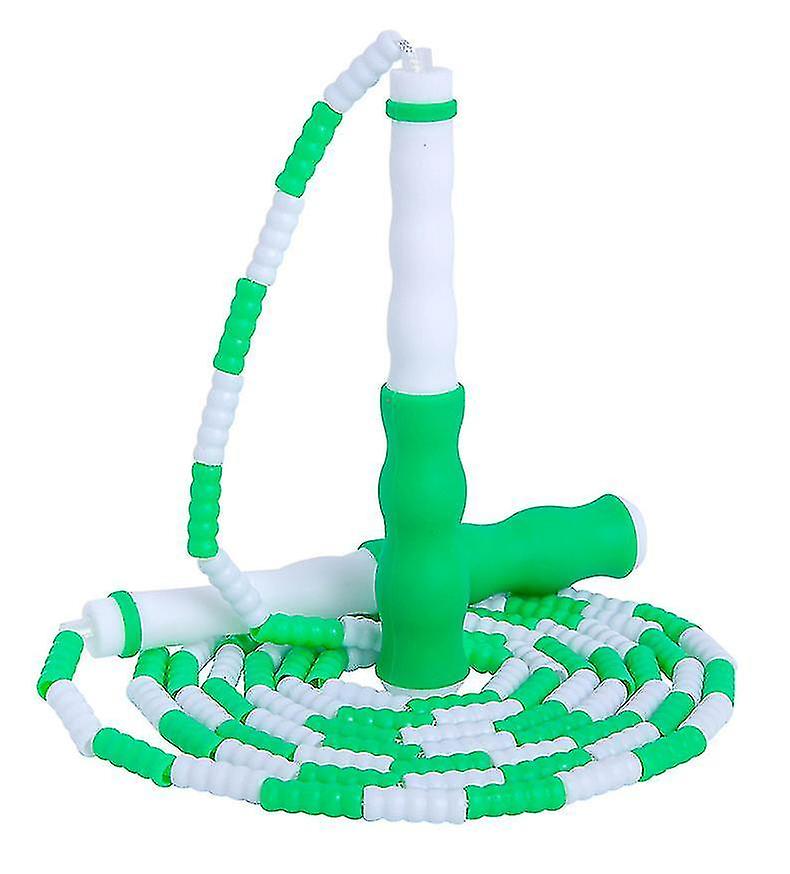 2Pcs Green Soft Beaded Skipping Rope With Adjustable Section,skipping Rope Without Tangles,fitness Sports Equipment Az21967