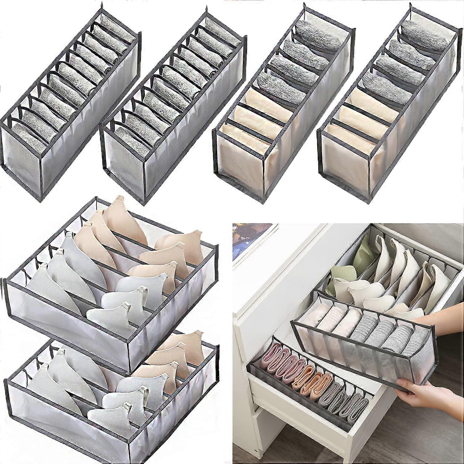 6 Pcs Underwear Drawer Organizer Foldable Storage Box Large Capacity Drawer Storage Box for Storing Underwear, Socks, Bras