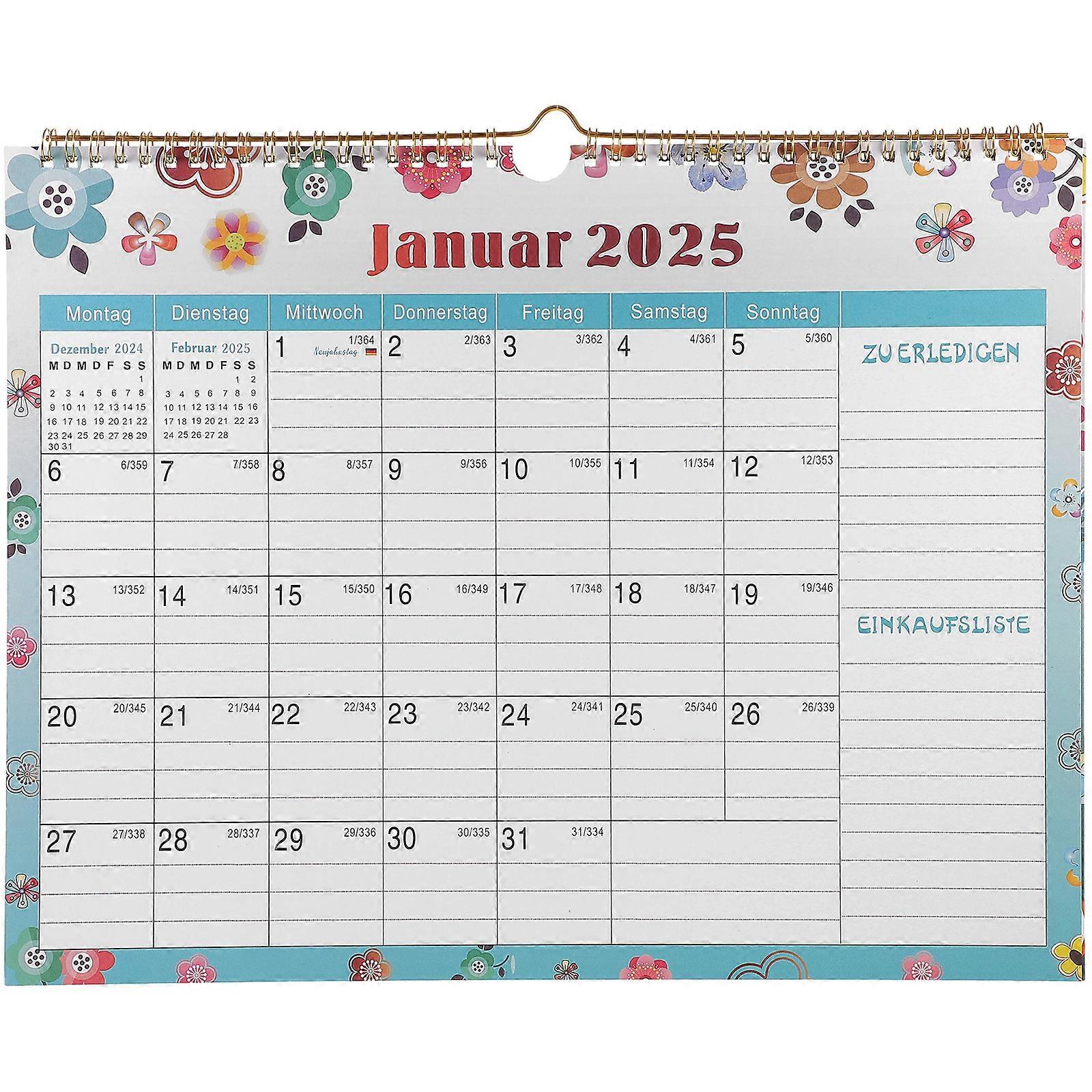 לוח קיר ינואר 2024-יוני 2025 לוח שנה תלוי לוח קיר גרמני למשרד ביתי