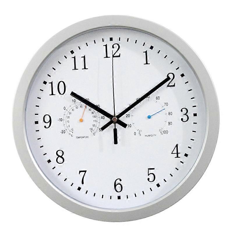 12inch Clock Automatic Time Adjustment Scanning Radio Controlled Clock Temperature Hygrometer Wall Clock Quiet Design