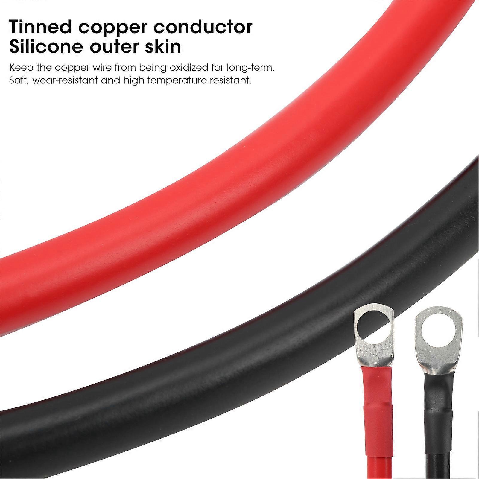 2 قطعة 19.7in كابل البطارية موصل النحاس المعلب سلك مقاوم للحرارة العالية للسيارات