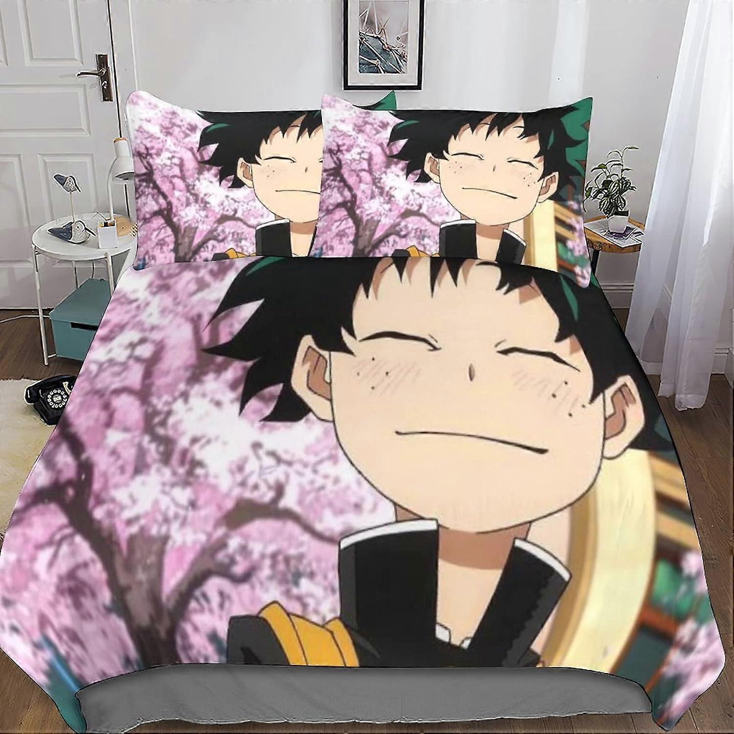 My Hero Academy Bedding Set Bedding Set for Adults and Children D-Print Pattern My Hero Academia Soft Microfiber Duvet Cover with Shams D 135*200 CM