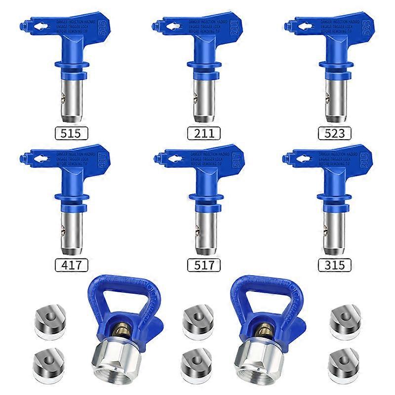 6PCS Reversible Airless Paint Sprayer Tips with 2PCS Guard Base  For Homes & Decks"