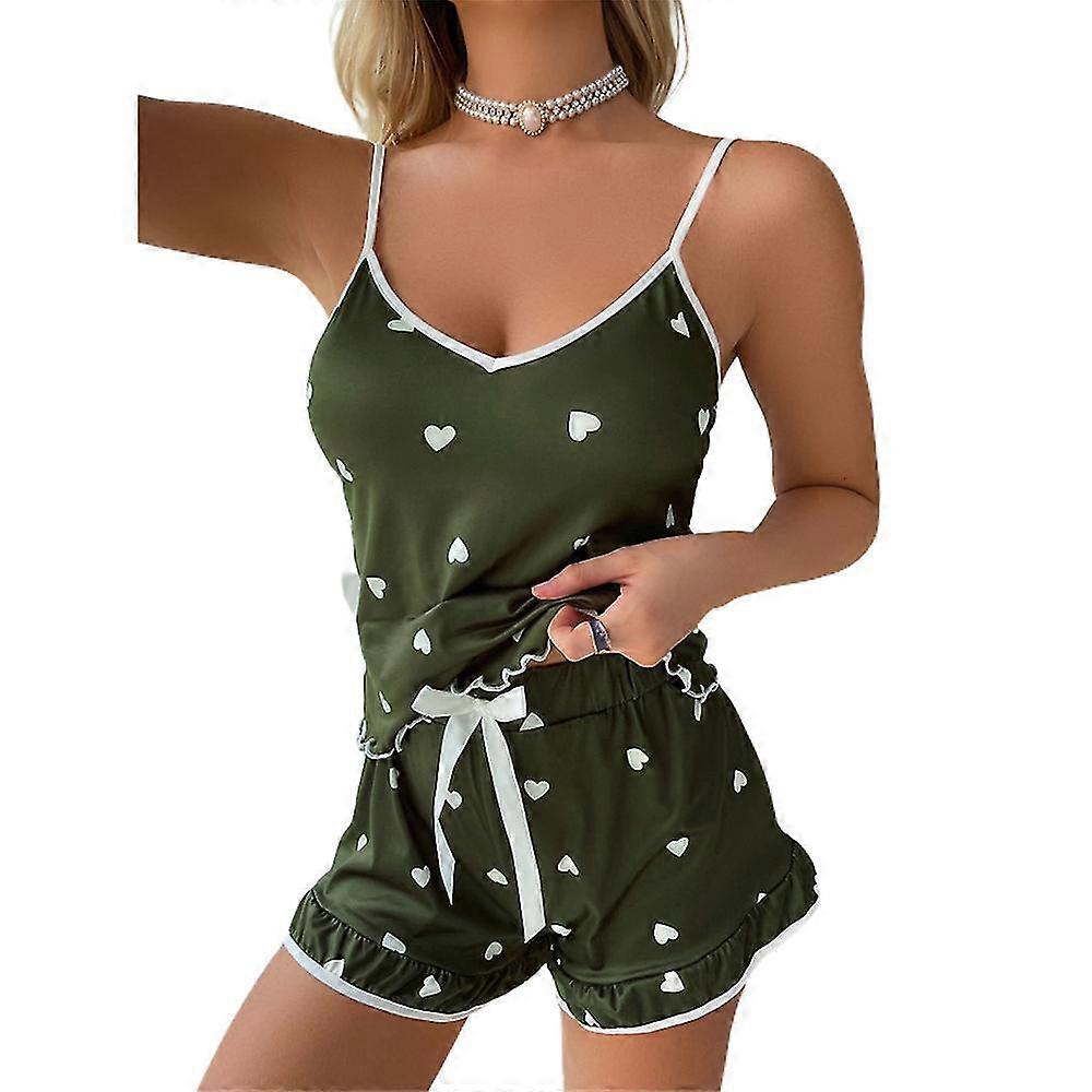 Kvinnor Damer Sovkläder Set Kit Nattkläder Pyjamas Sommarunderkläder Cami Väst + Shorts