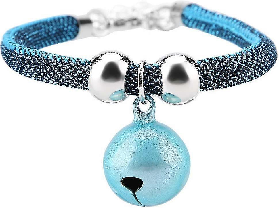 Japanese Style Cat Collar With Bell,nylon With Extension Chain Pet Feeding Accessories(blue)
