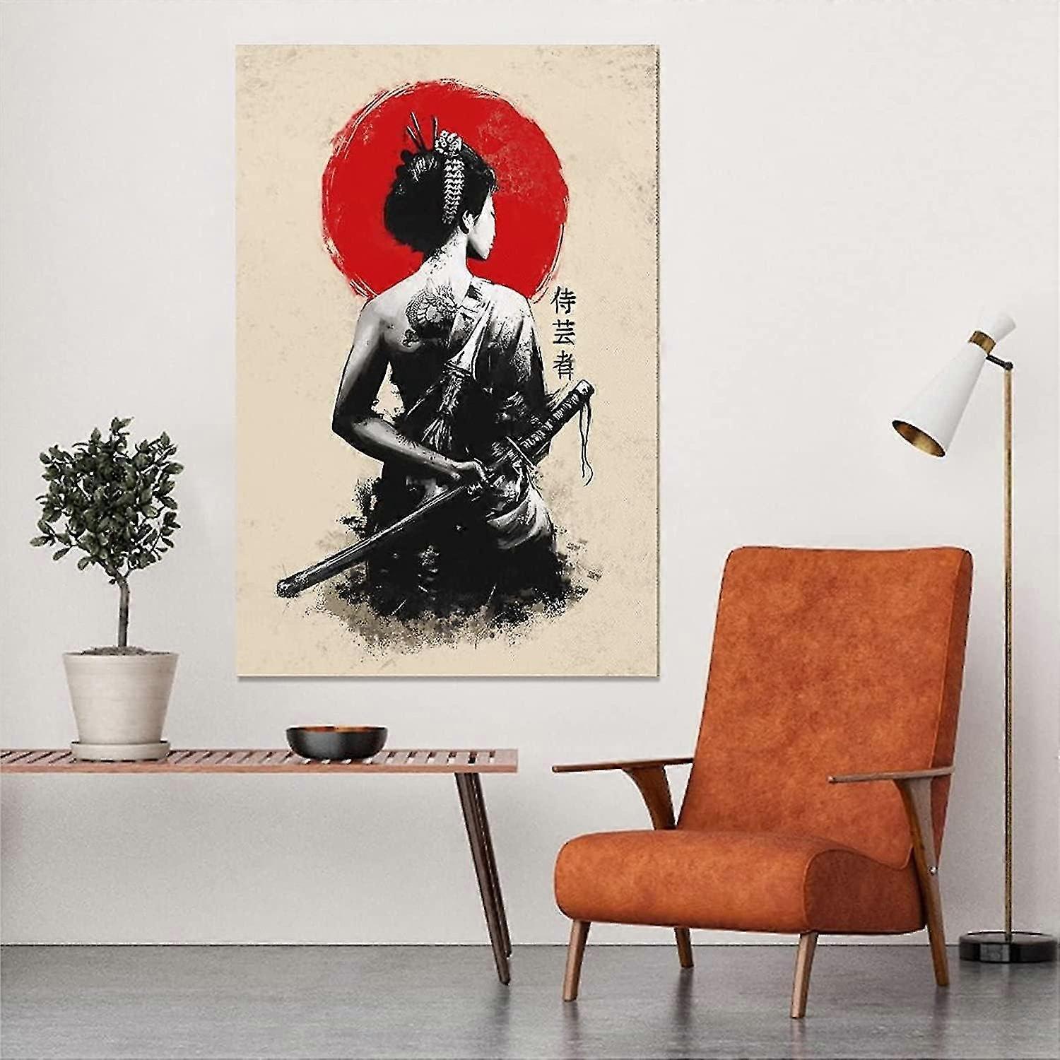 日本の芸者侍ウォールアートキャンバス レトロなアジアのアートポスターの装飾 日本の壁の装飾 現代の日本のポスター アジアの装飾 絵画の写真 ホー |  Fruugo JP 日本のサムライマン戦士と飛んでいるカラスアートポスタープリントキャンバス絵画壁アート画像部屋の家の ..., image size:1500x1500