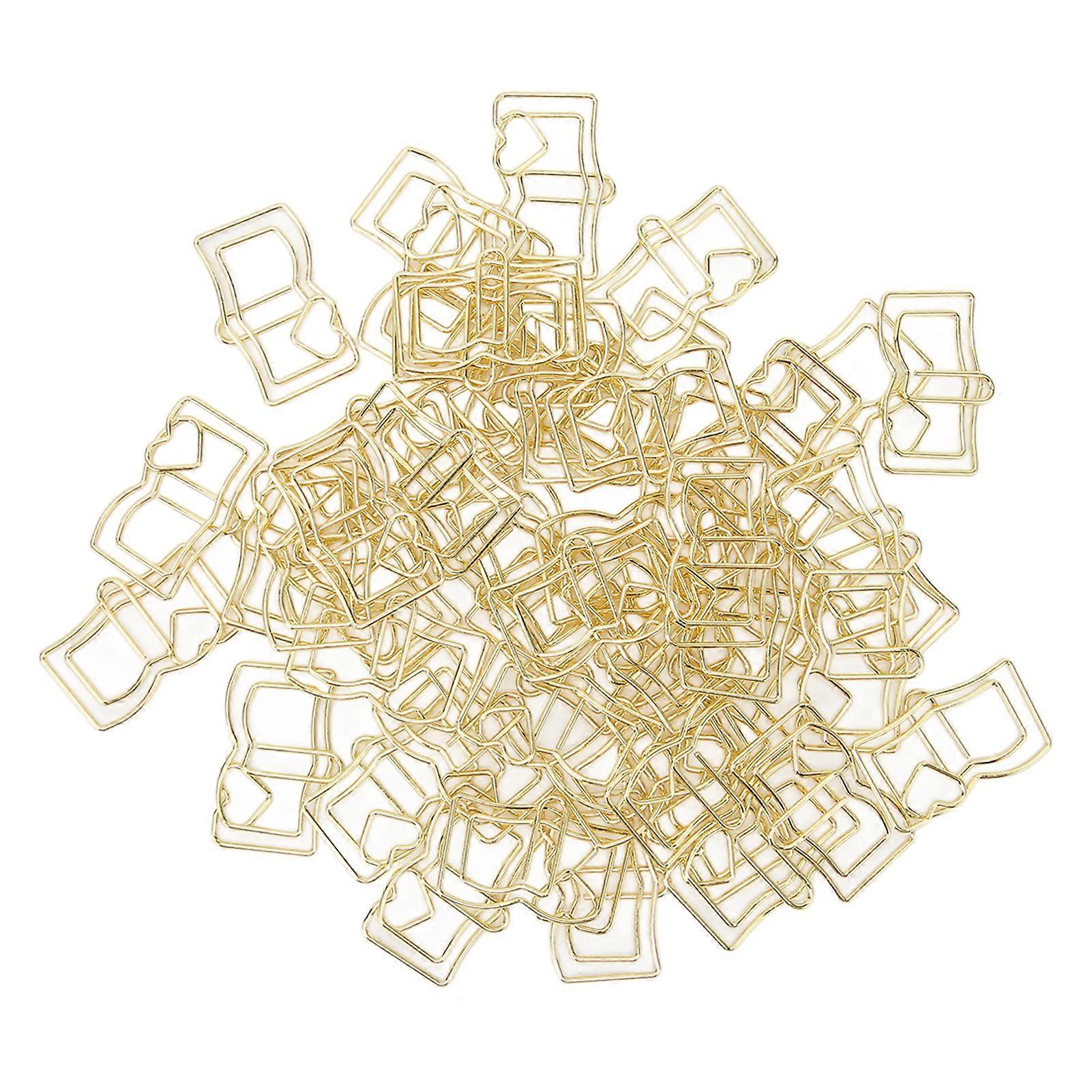 50PCS Paper Clips Portable Unique Shape Slip Resistant Strong Clamping Force Reusable for School Office Family