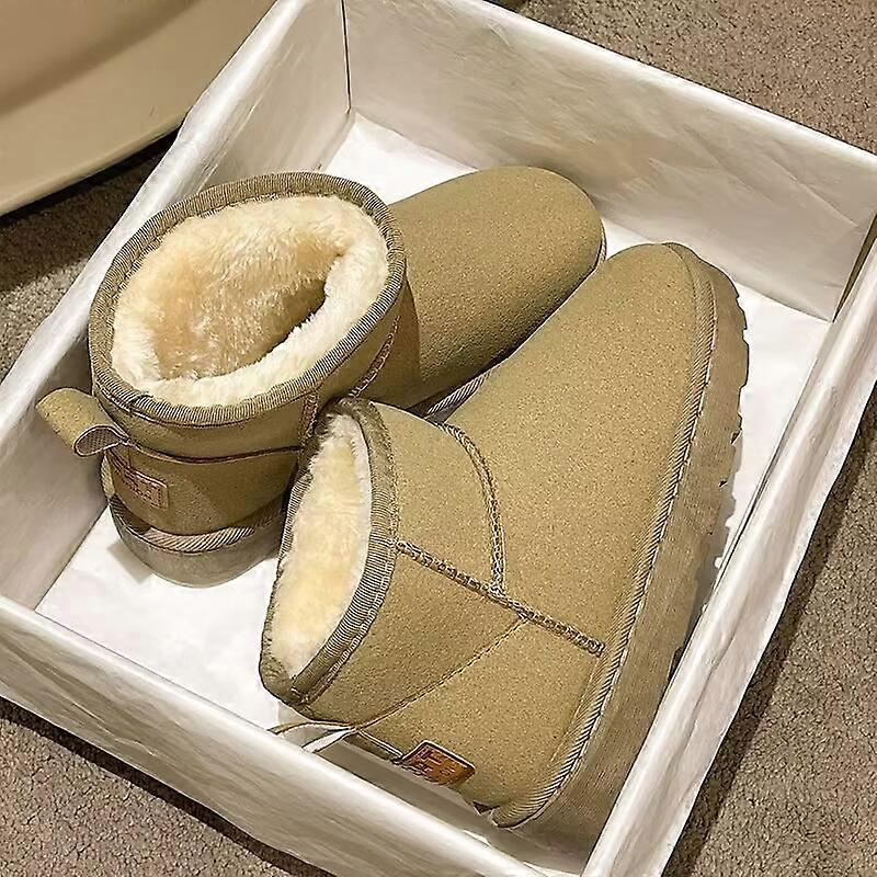 Women's Thick-Soled Short Snow Boots Comfy Thermal Warm Shoes for Shopping Dating