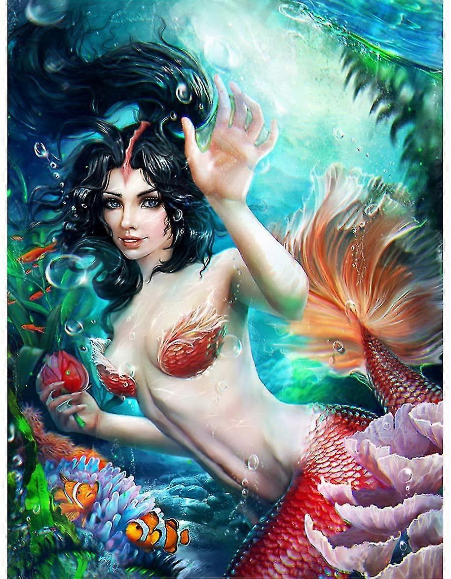 مجموعات الرسم الماسي للبالغين - الرسم بالماس الحفر الكامل جولة كريستال حجر الراين جوهرة اللوحة الفنون حسب العدد مجموعات حورية البحر