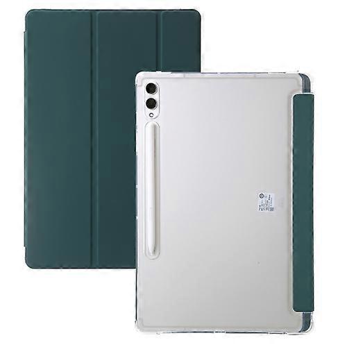 For Samsung Galaxy Tab S9+ 3-Fold Clear Acrylic Leather Tablet Case