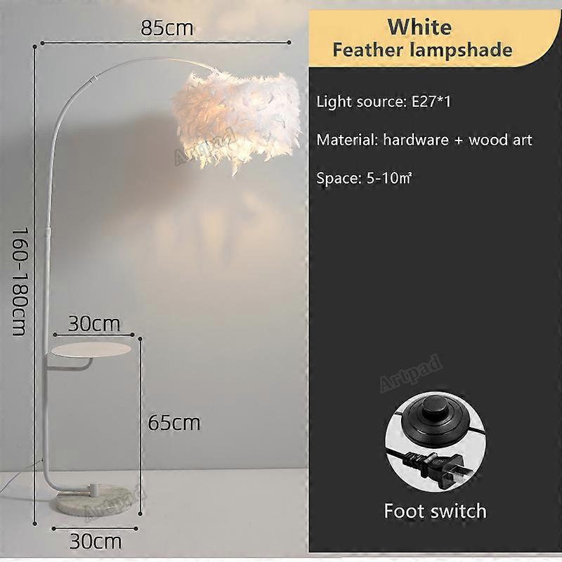Ostrich Feather Lamp Modern Lamp Living Room Elegant White Feather Standing Lamp with On/Off Switch Room Decoration Floor Lamp