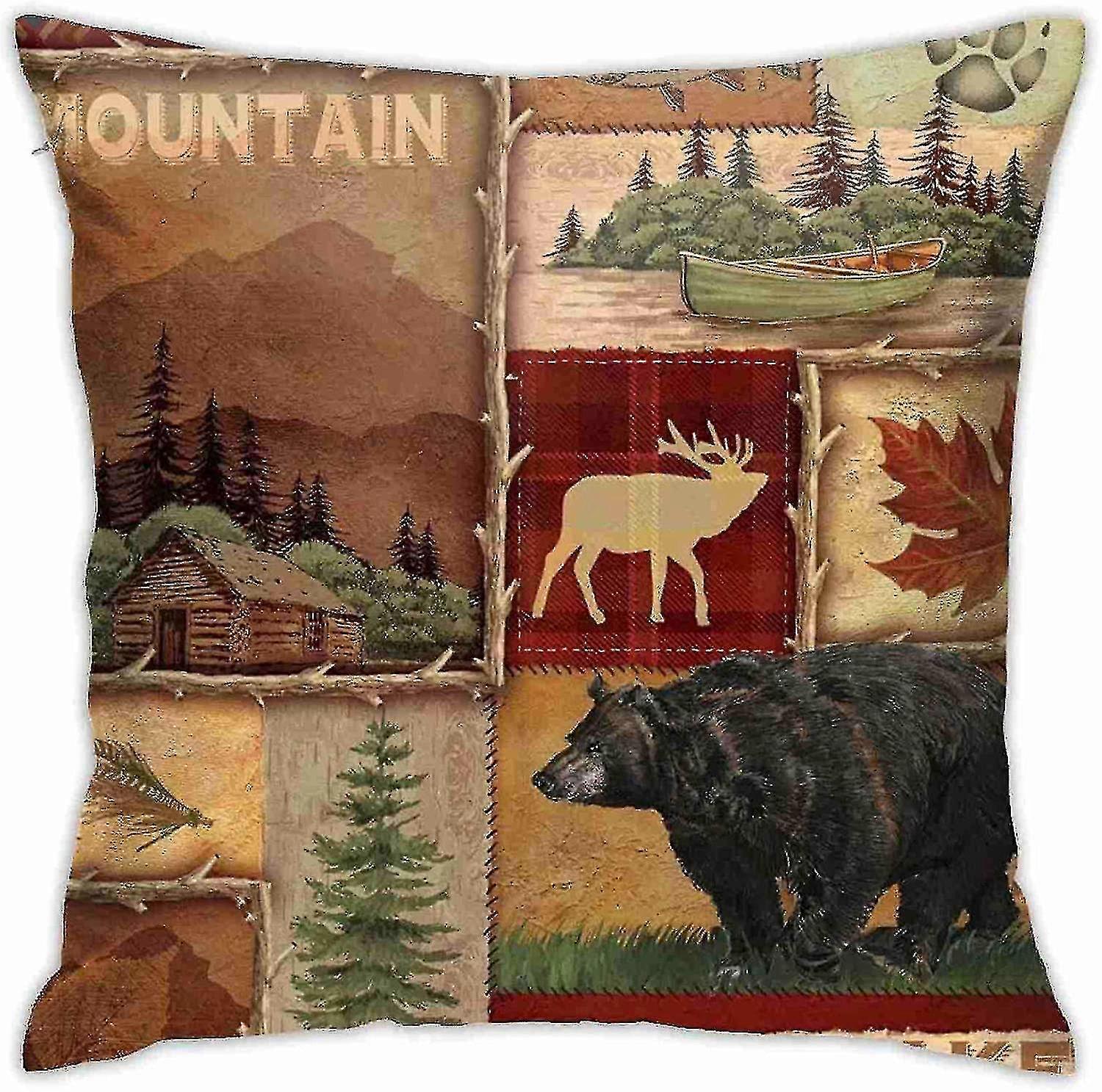Bear Moose Deer Throw Pillow Case Square Decorative Cushion Case Cover For Home