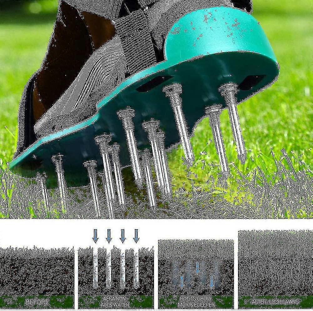Lawn Aerator Shoes Long Spikes, Universal Size Lawn Aerator Shoes With 2 Adjustable Straps Garden Lawn Aerator Scarifier Shoes Fits For Your Lawn Yard