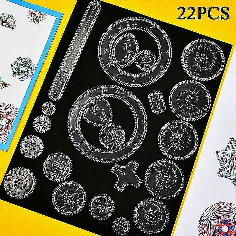 22x Spirograph Geometric Ruler Tools Stationery Drafting Spiral Drawing Toy