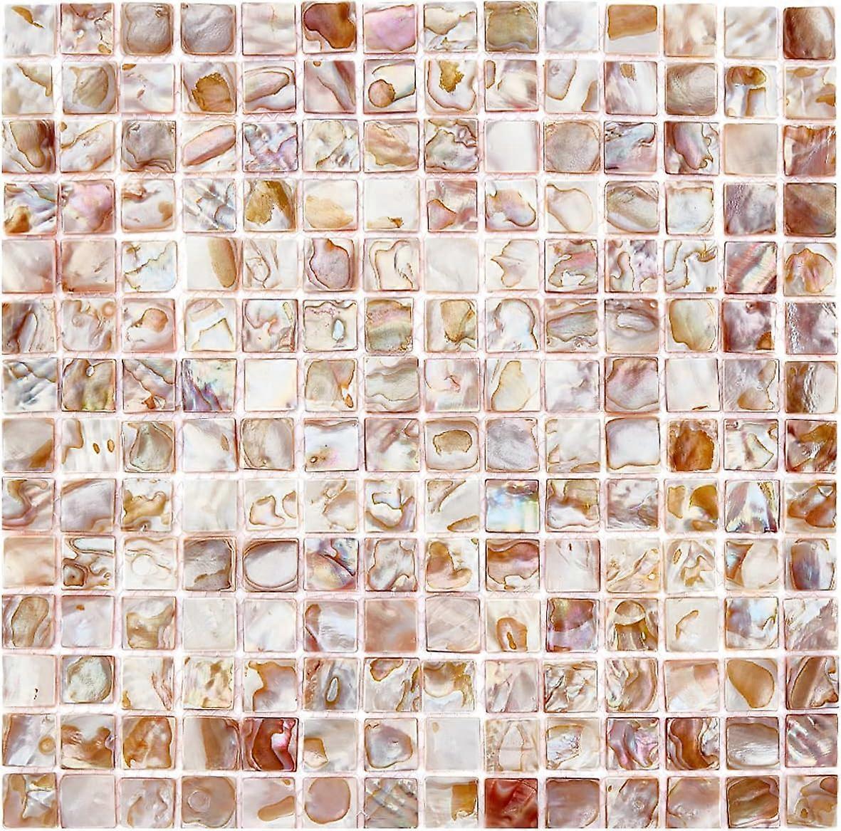 Shell Peel and Stick Backsplash 3D Wall Decor Mosaic Tile Mother of Pearl Seashell Square Mosaic Stick on Decor for Kitchen Living Room Bathroom Party
