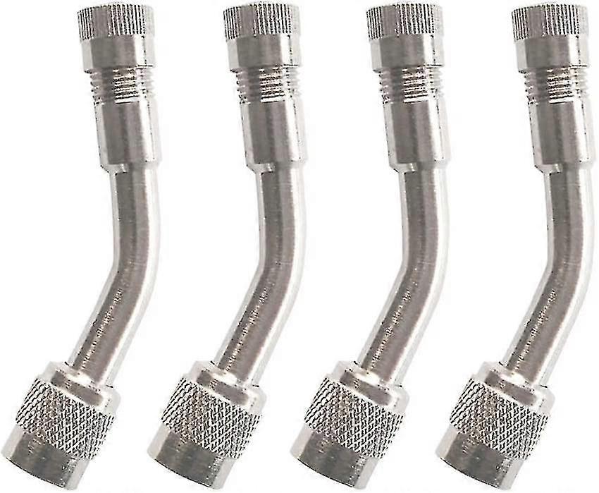 4pcs Professional Tyre Valve Extension Adapter Set, 135 Degree Tire Stem Extension, Nickel-plated Copper Air Tire Extension Schrader Valve Adapter, Fo