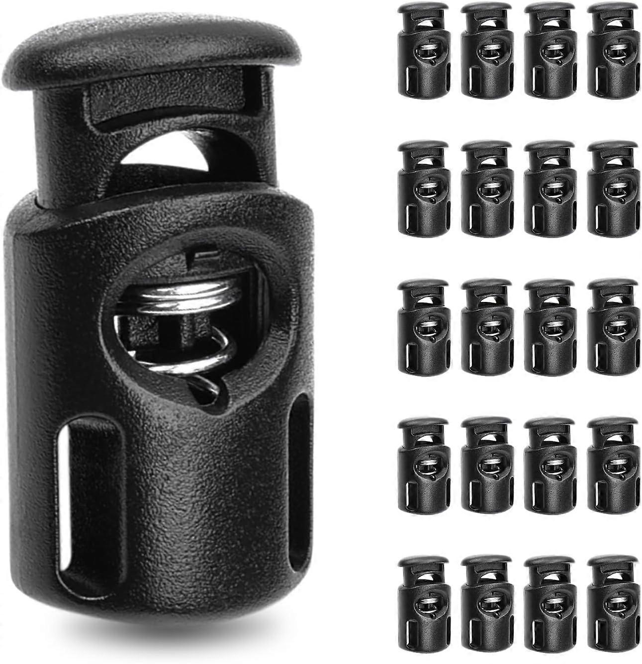 50pcsPlastic Cord Locks Single Hole Spring Toggle Stopper Cord Stops Fastener Toggles for Shoelaces, Drawstrings, Paracord, Bags, Clothing, and More
