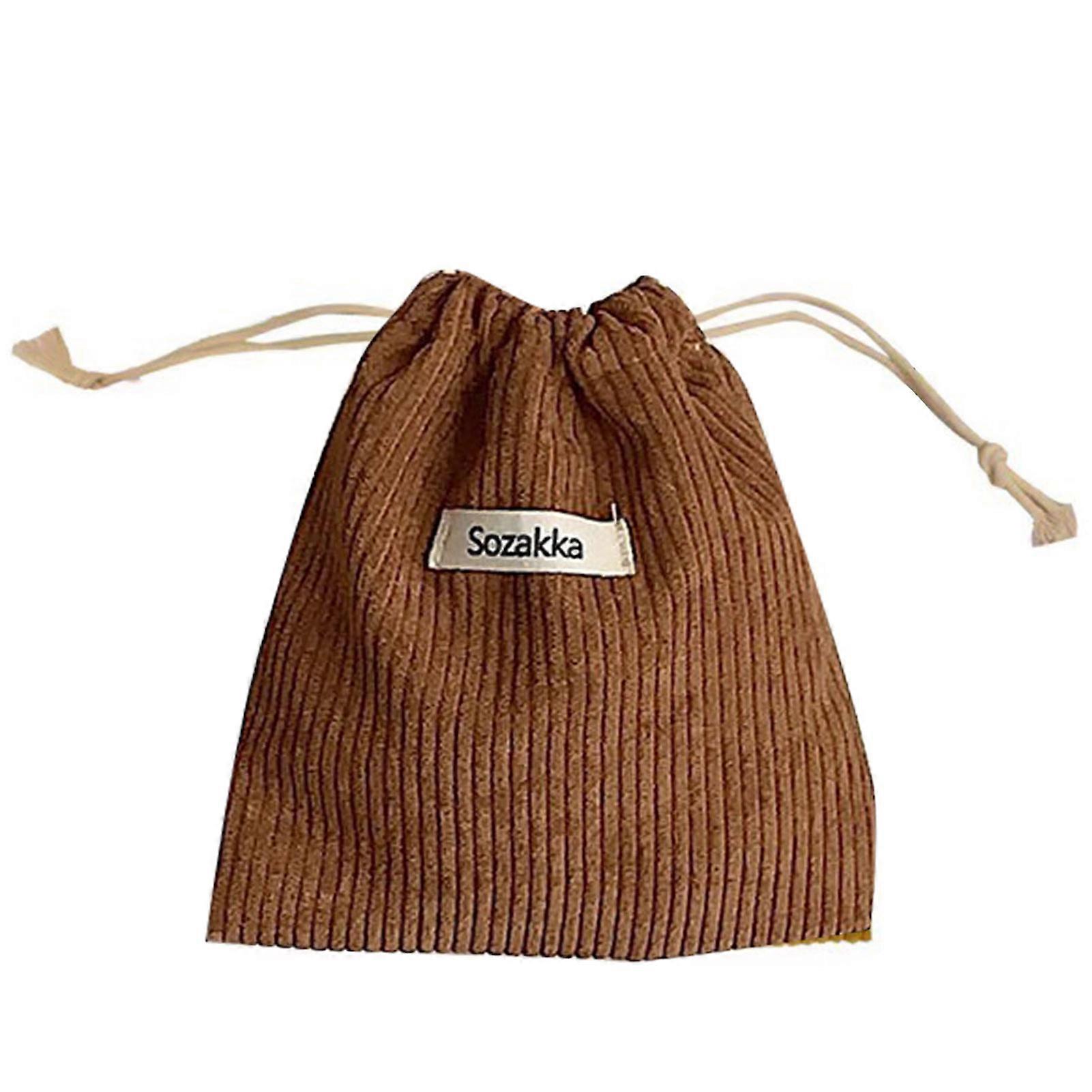 Cosmetic Bag Portable Corduroy Makeup Storage Bag Drawstring