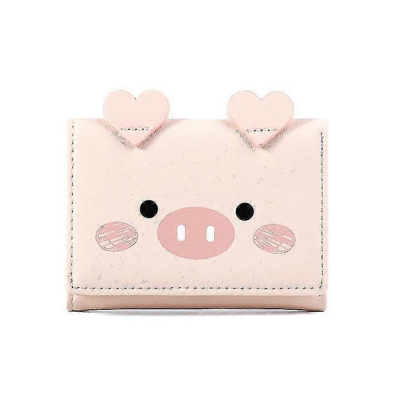 Cute Pink Pig Womens Leather Wallet,small Blocking Trifold Wallets