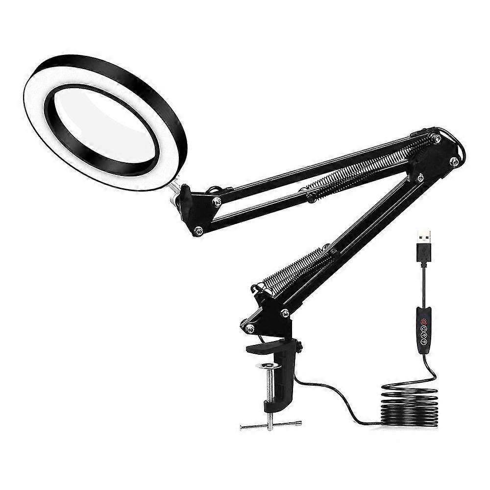 Led Magnifying Lamp With Clamp, 8x Led Magnifying Lamp With Light, 2 In 1 Magnifying Lamps With 10 Brightness Settings, Usb Powered Illuminated Adjust