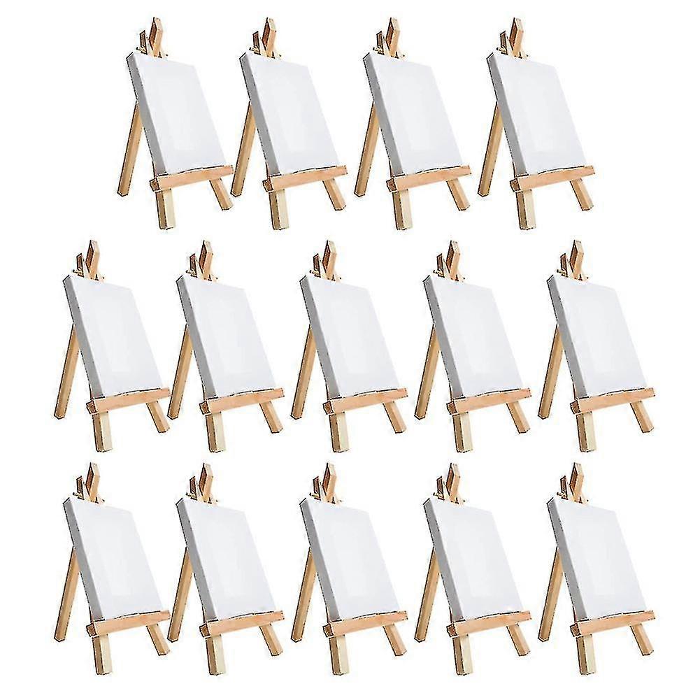 14pcs Mini Canvas And Easel Brush Set, Toile 4x4 pouces