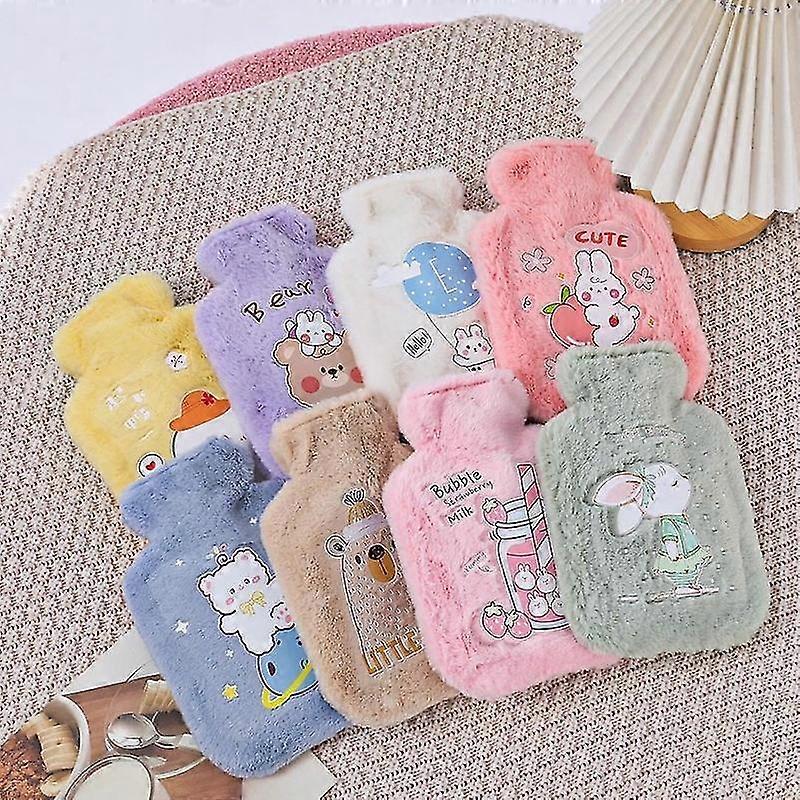 250ml Butelka z gorącą wodą Pluszowa kreskówka Kawaii Bear Kat Rabbit Animal Pattern Gruba torba na gorącą wodę
