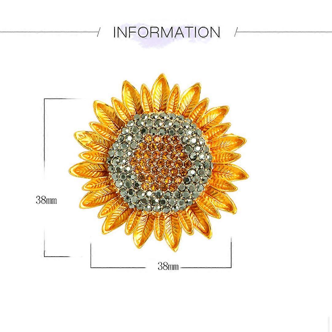 Sunflower Brooches For Women - Cubic Zirconia Flower Brooch Pin, Gold Or Silver, Rhinestone Floral Clip For Clothes, Lapel Jewelry