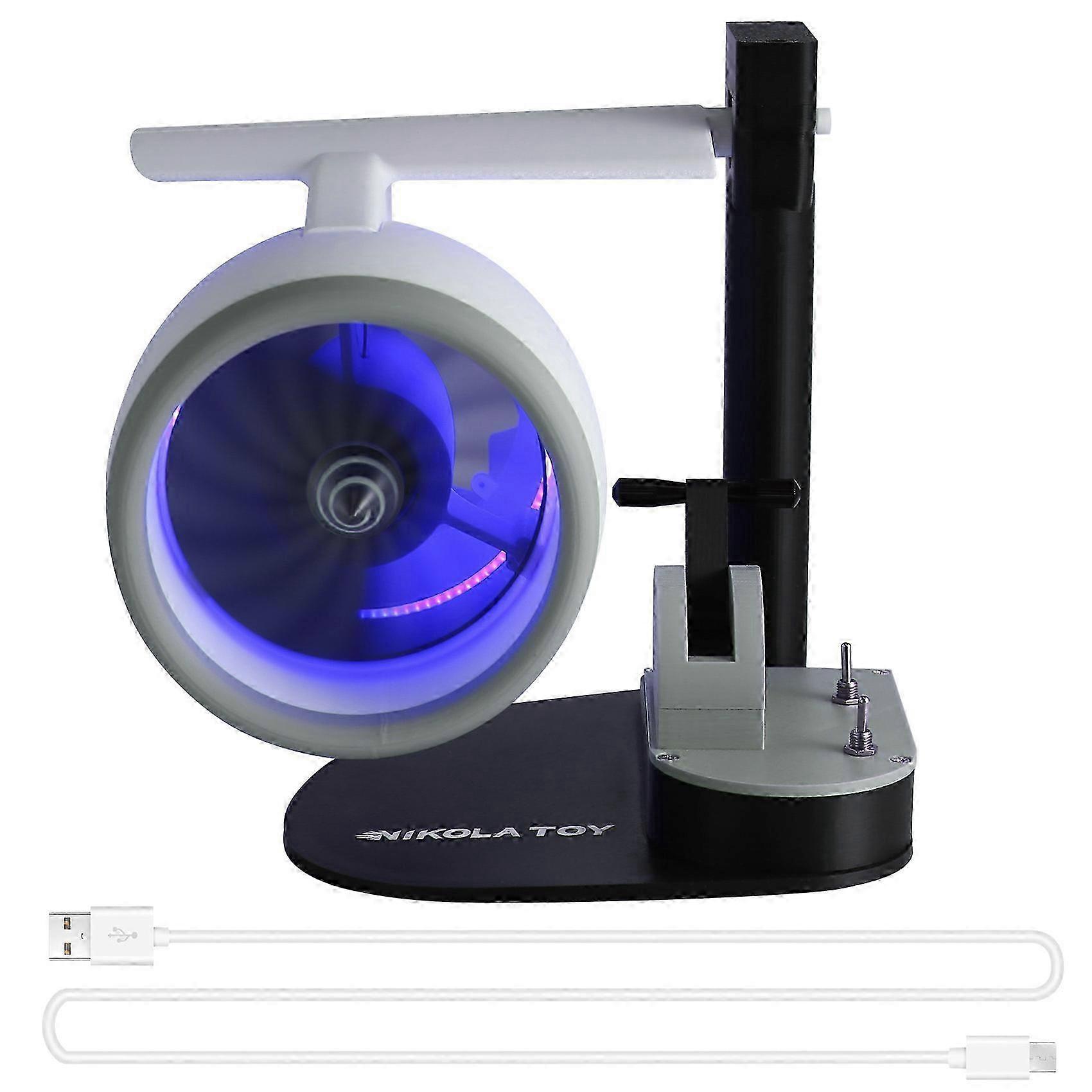 USB Jet Fan Desktop Turbofan Engine Fan 3D Printed Turbo Jet Ventilator with Atomization Device Red Light