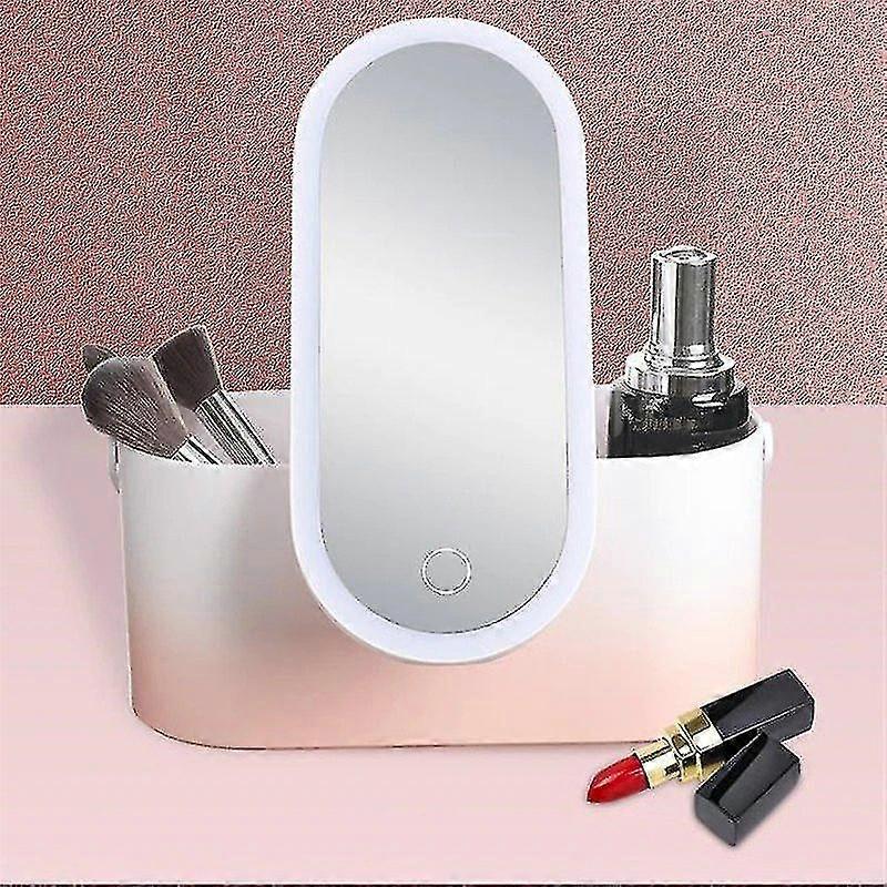Make-up organizer doos met led licht spiegel draagbare reizen make-up cosmetica organisator touch lichte opslag make-up case