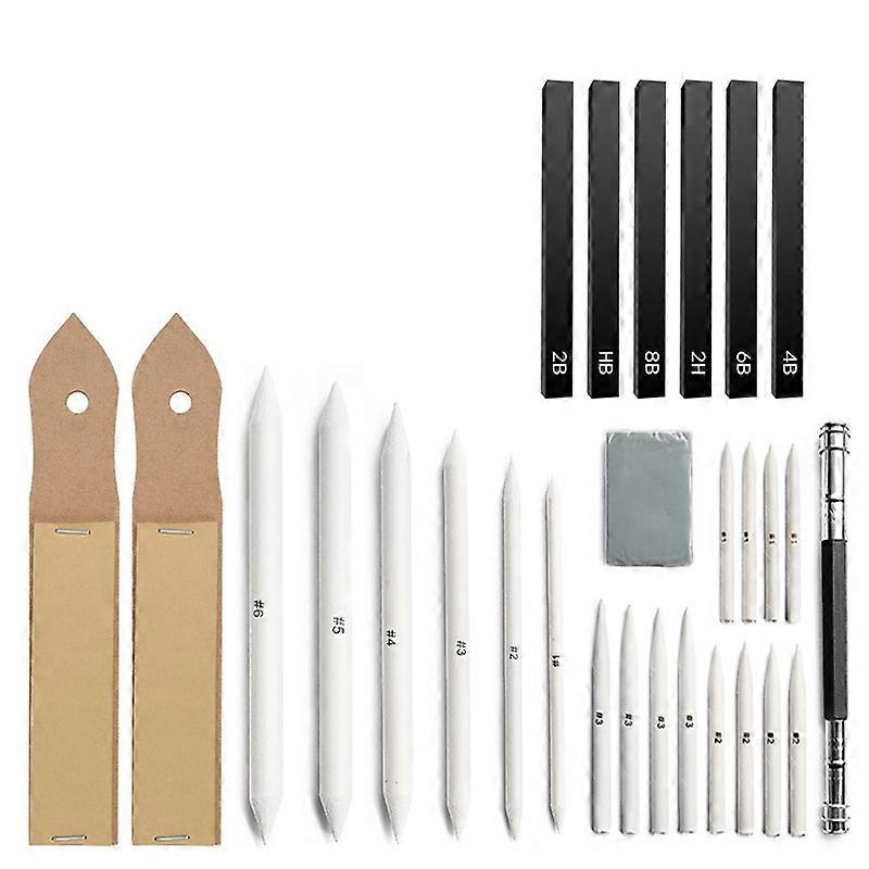 Blending Stumps Paper Set with Sandpaper Pencil Sharpeners, Pencil Extension Tool, Kneaded Eraser for Student Artists Art Sketch Drawing(28pcs, mult