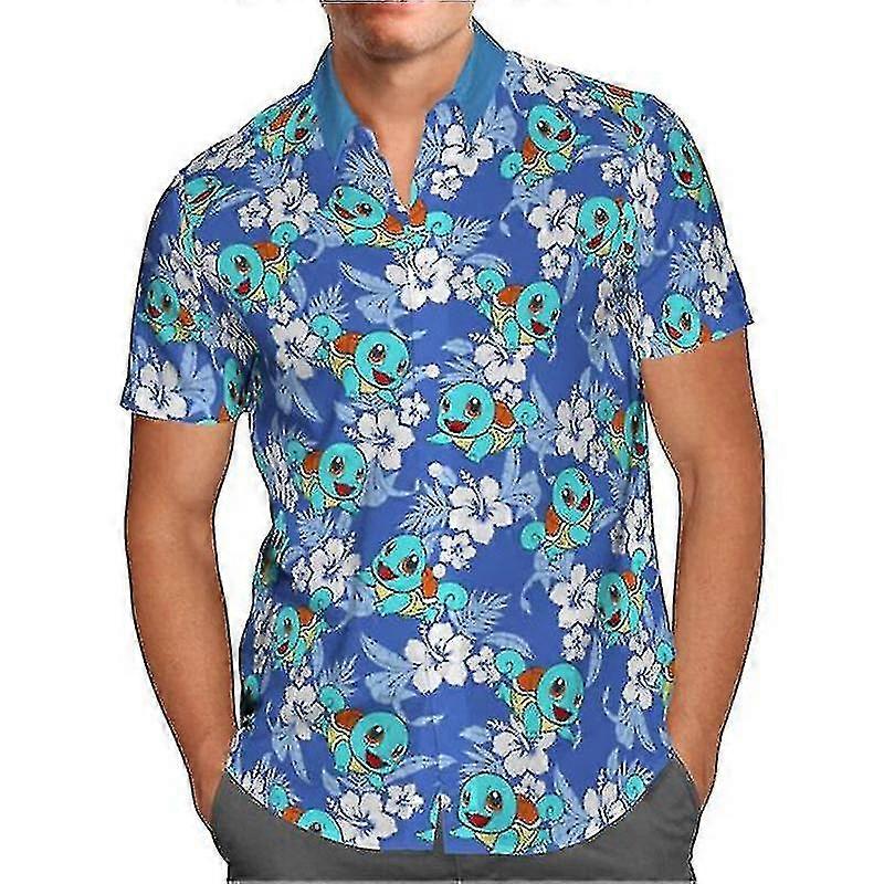 Gengar Gömlek Erkekler Moda Hawaii Gömlek Yaz Büyük Boy Kısa Kollu Üst Rahat 3d Baskı Plaj Gömlekleri Bluz Giysiler