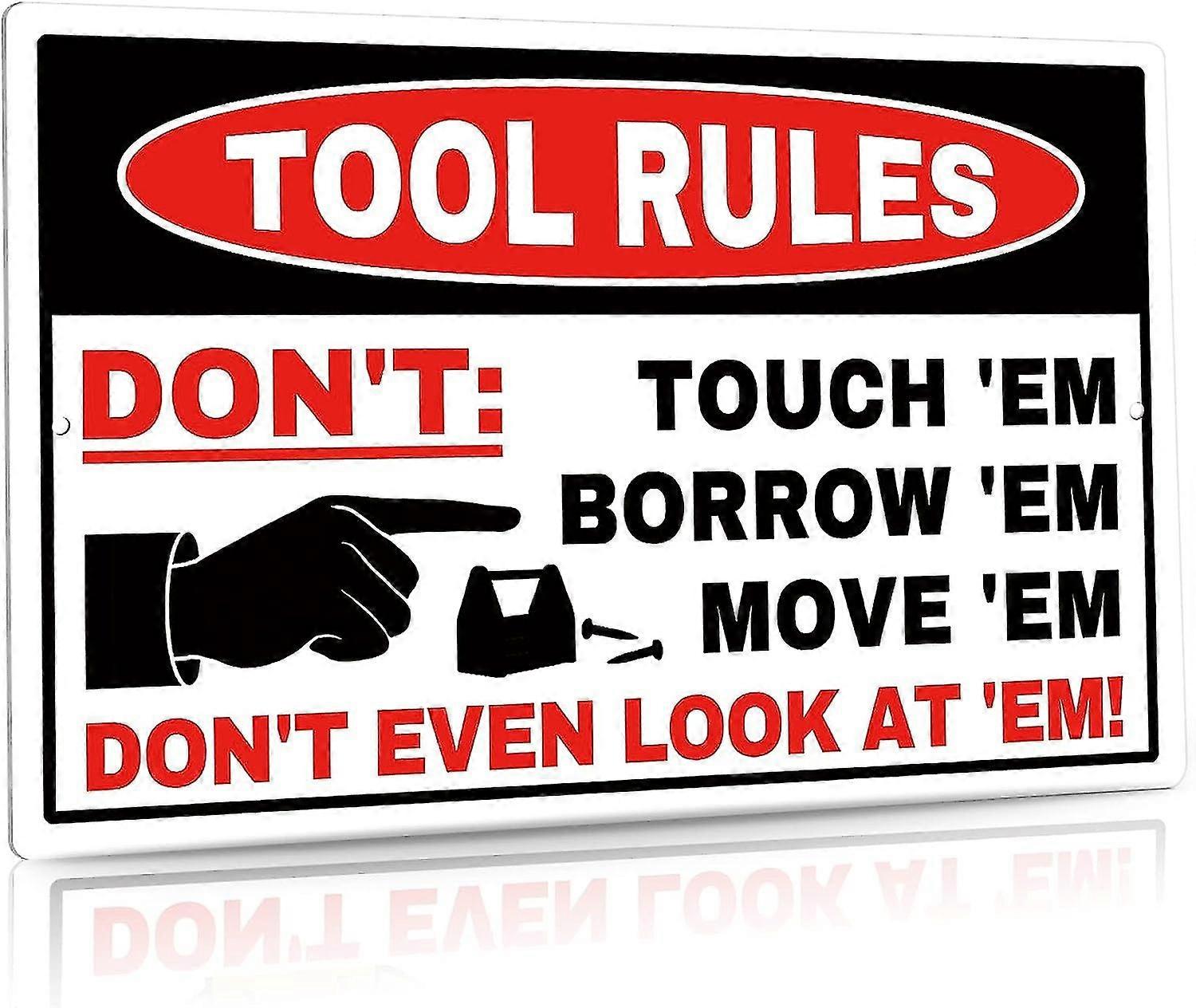 Sinal de regras de ferramenta, decoração de parede de garagem vintage, decoração de barra de caverna do homem, 8x12 polegadas OU 12x16 polegadas de metal