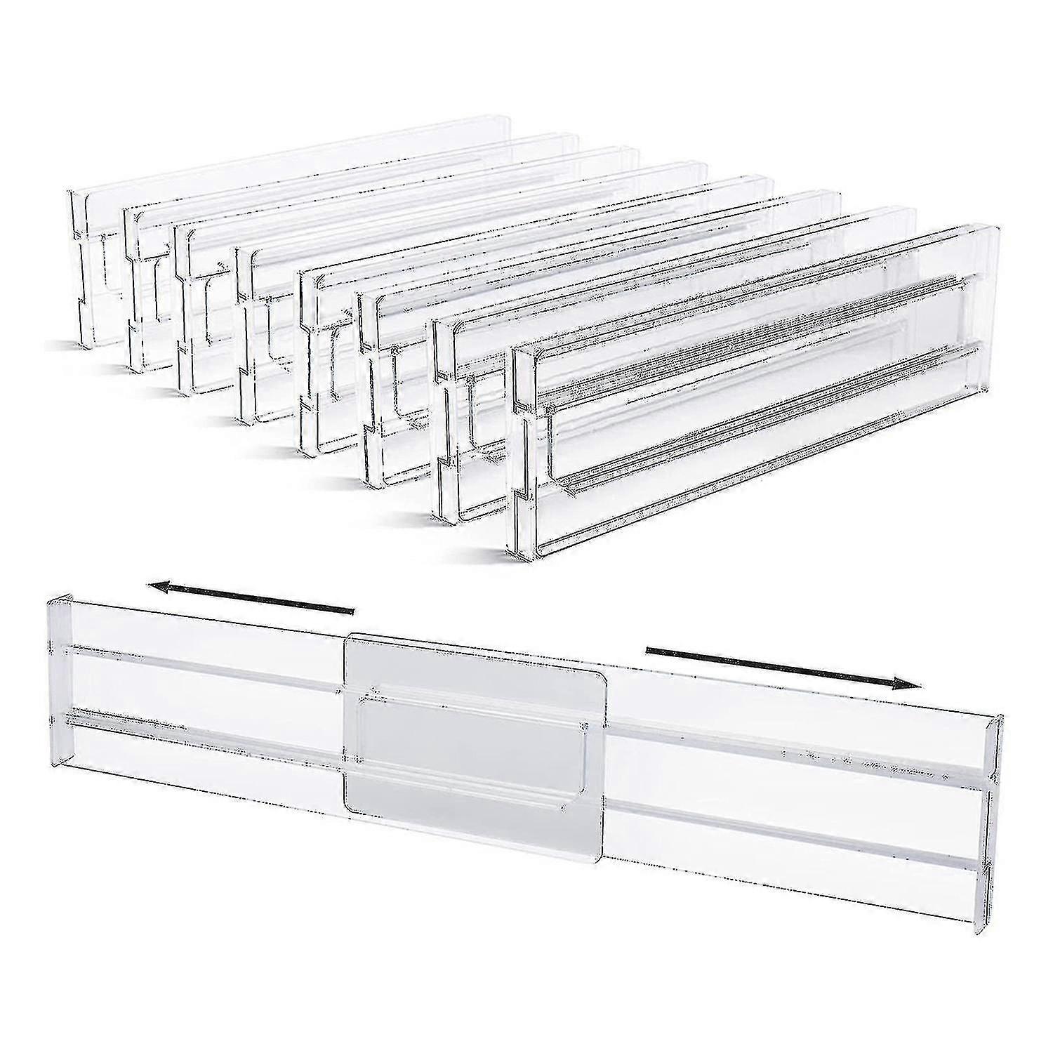 Drawer Dividers 8 Pack, Adjustable Drawer Organizer, Clear