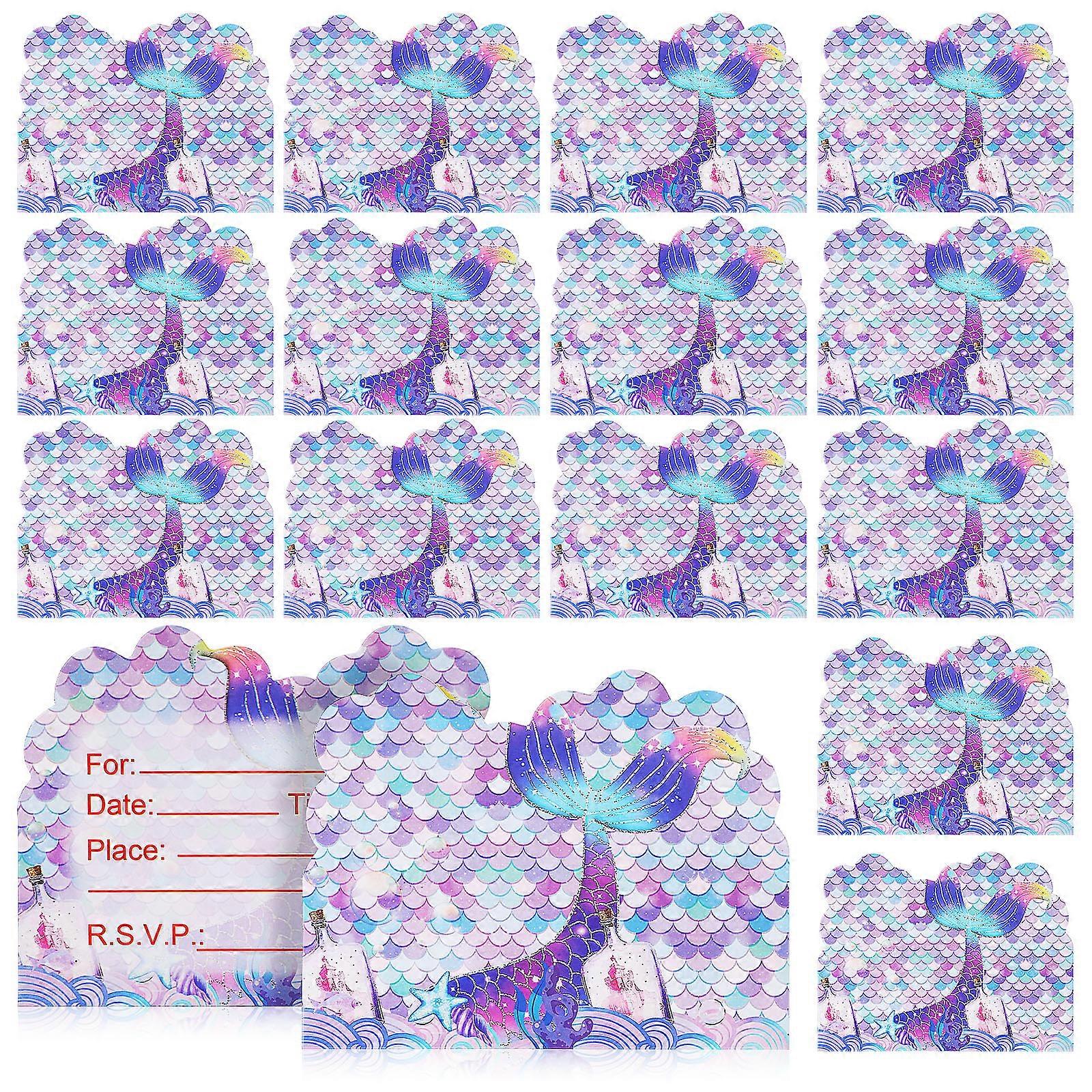 30 قطع دعوات الحزب حورية البحر تحت عنوان ورقة بطاقات الدعوة دعوات عيد ميلاد