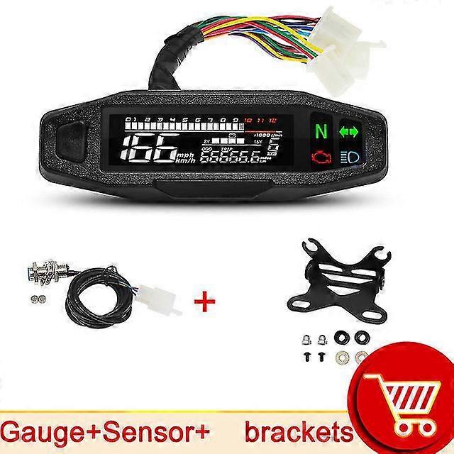 Newest Universal 12000 Rpm Motorcycle Speedometer Oil Gauge Tachometer Digital Meters Instrument Cluster Turn Signal Light