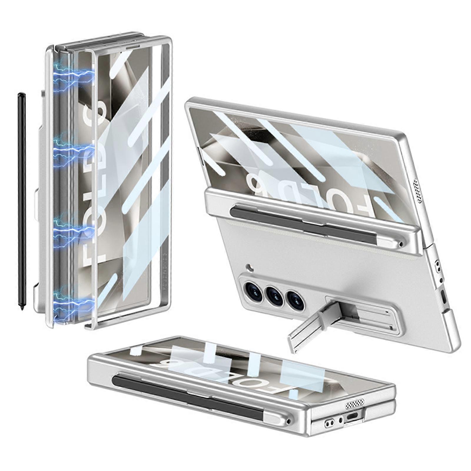 for Samsung Galaxy Z Fold 6 Case with Pen Holder & Adjustable Kickstand & Front Screen Protector All-Inclusive Protective Case for Galaxy Z Fold 6