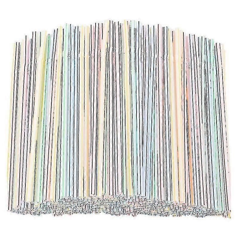 1000 Pack Flexible Plastic Straws Striped Multicolor Disposable Straws