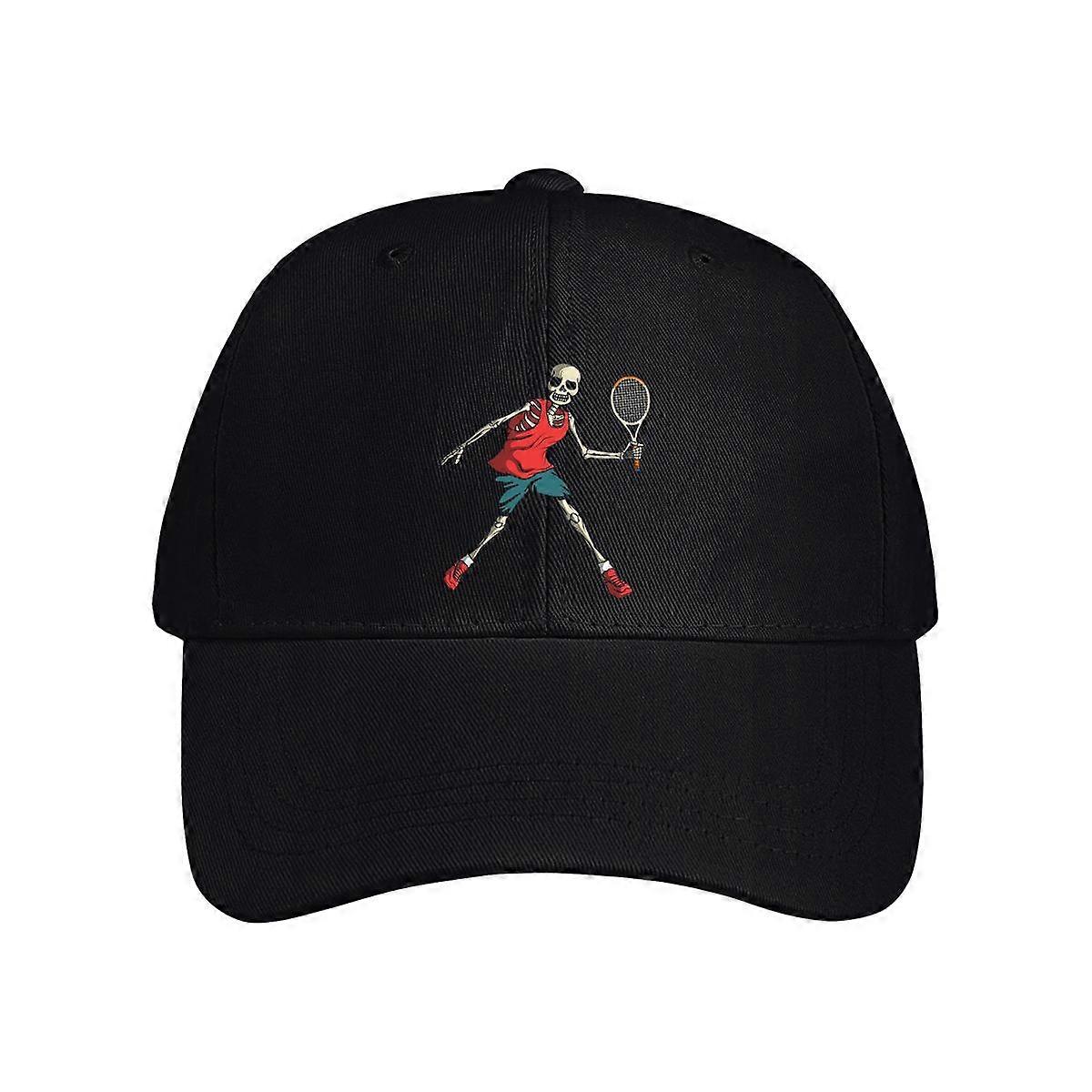 Skeleton Playing Tennis Baseball Cap